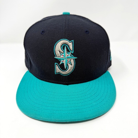 New Era Other - New Era 59FIFTY Seattle Mariners Fitted Hat Navy Teal Size 7 3/8